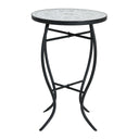 Outdoor Round Side Table With Mosaic Style Top And Curved Iron Legs