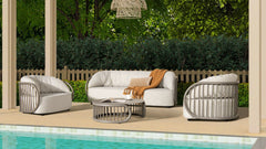 Harper - Indoor/Outdoor Modern Round Coffee Table - Gray / White