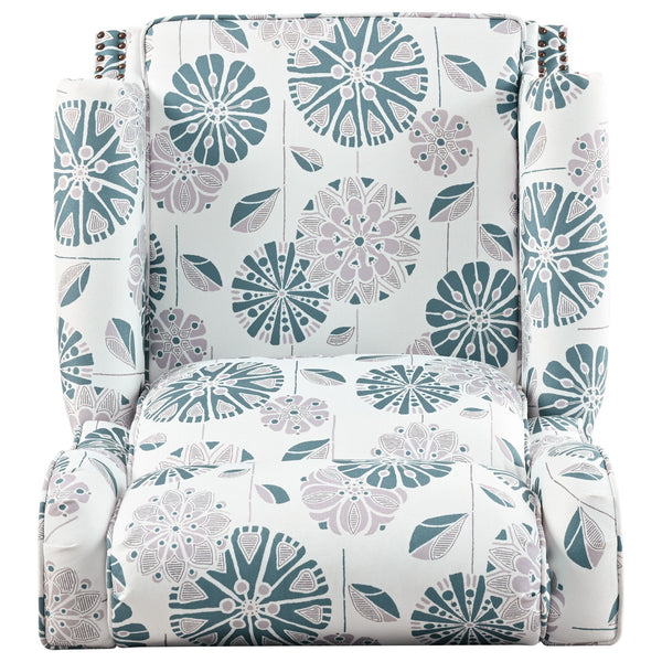 Push Back Recliner Chair Upholstered Recliner Armchair With Classic Wing Back And Solid Gourd-Shaped Legs