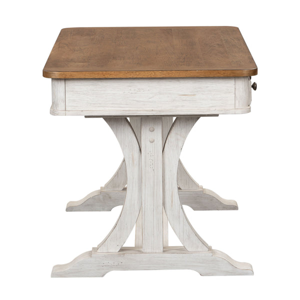 Farmhouse Reimagined - Writing Desk - Antique White / Chestnut Tops