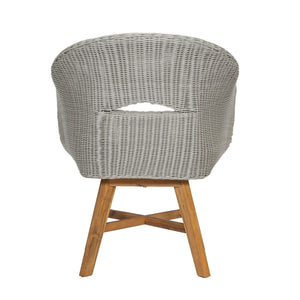 Modern Coastal Rattan Dining Chairs, (Set of 2), Solid Wood Legs - Beige