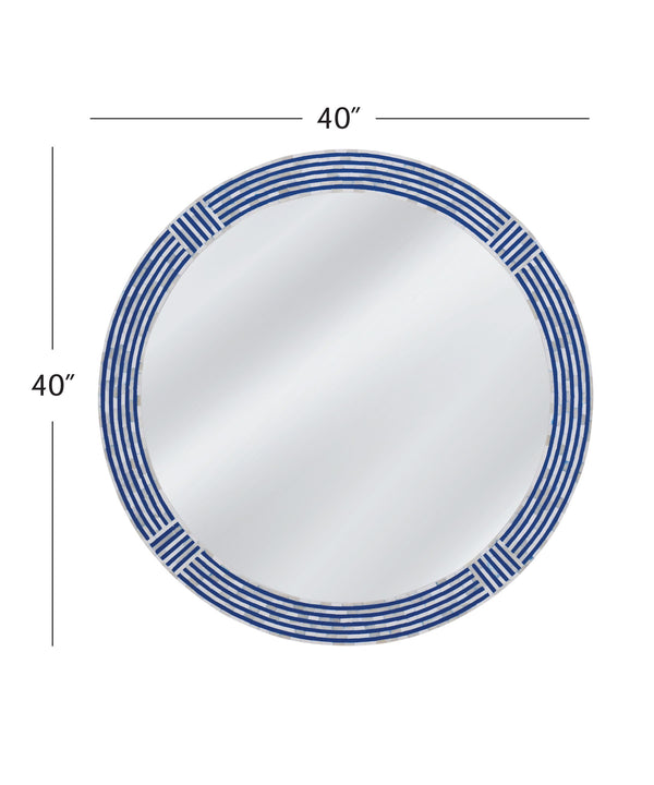 Blue Circle - Wall Mirror - Blue / Cream