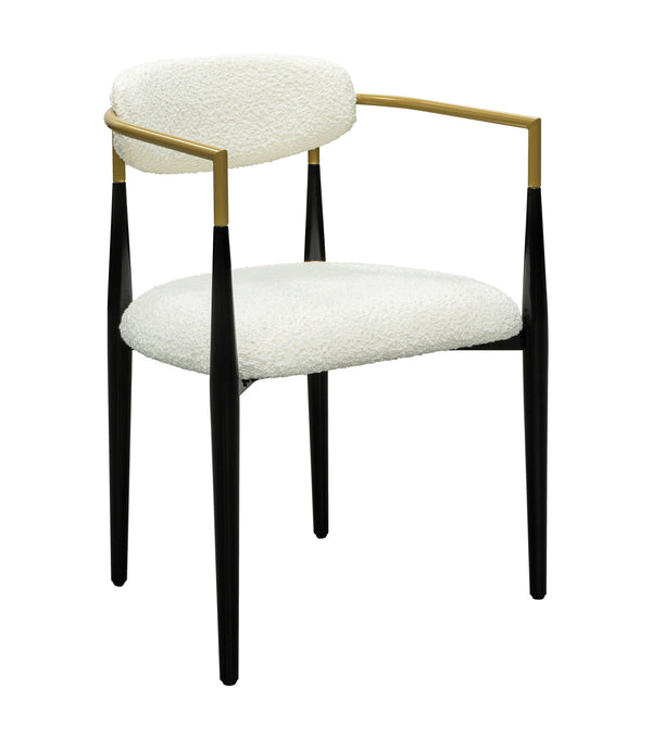 Jenson - White Dining Chair - Semi-Gloss Black /Brushed Gold / Ivory Boucle