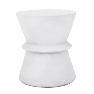 Outdoor Lightweight Concrete End Table With Hourglass Structure - Antique White