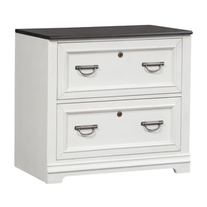 Allyson Park - Bunching Lateral File Cabinet - Wirebrushed White / Charcoal