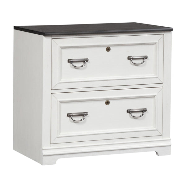 Allyson Park - Bunching Lateral File Cabinet - Wirebrushed White / Charcoal