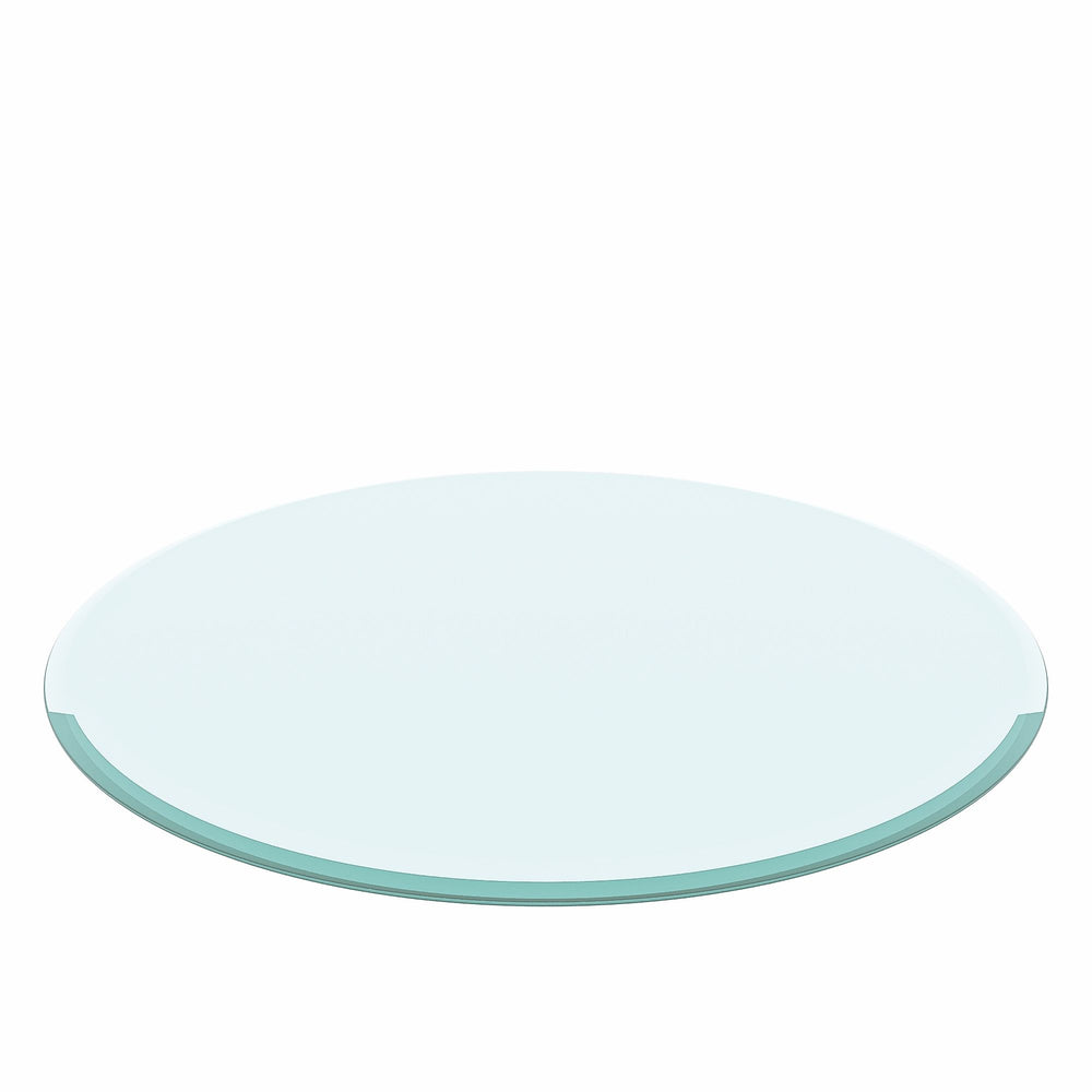 30" Round Tempered Glass Table Top Clear Glass 2 / 5" Thick Beveled Polished Edge - Transparent