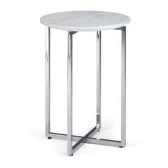 Marsden - Side Table With Polished Base - White / Silver