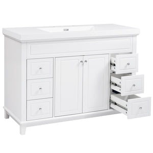 Bathroom Vanity & Sink, 6 Soft Close Drawers & Double Doors - White