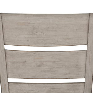 Farmhouse Reimagined - Ladder Back Upholstered Side Chair - Antique White / Chestnut Tops