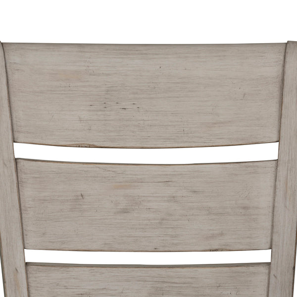 Farmhouse Reimagined - Ladder Back Upholstered Side Chair - Antique White / Chestnut Tops