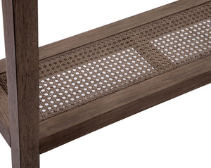 Calum - Console Table - Driftwood Gray / Cane / Brushed Nickel