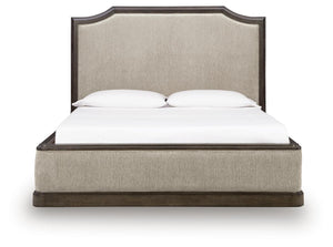 Wickenger - King Upholstered Panel Bed - Dark Brown