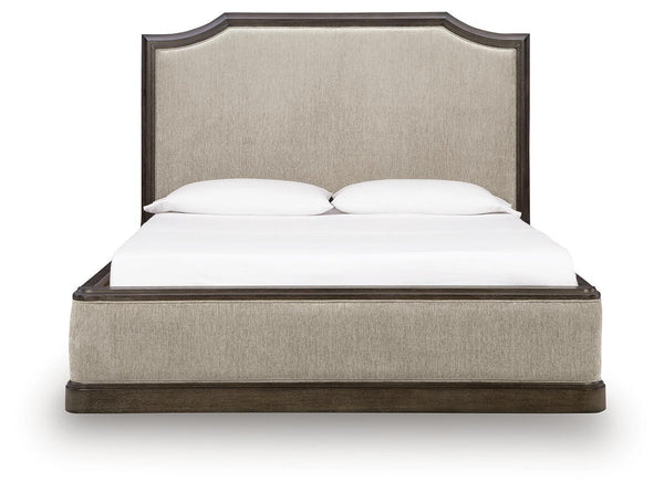 Wickenger - King Upholstered Panel Bed - Dark Brown