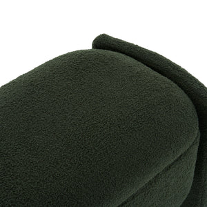 Elegant Long Shaped Storage Ottoman Bench, Boucle Material, Simple And Grand Design - Dark Green