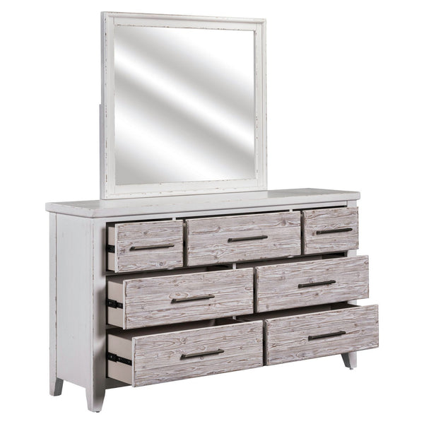 Backroads - Dresser & Mirror - Weathered White