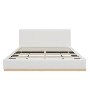 Queen Upholstered Bed - Natural / White