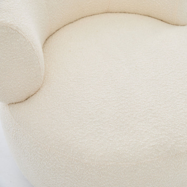 Swivel Accent Chair With Curved Backrest For Home Decor - Beige