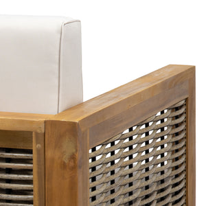 Outdoor Acacia Wood Club Chair With Wicker Accents