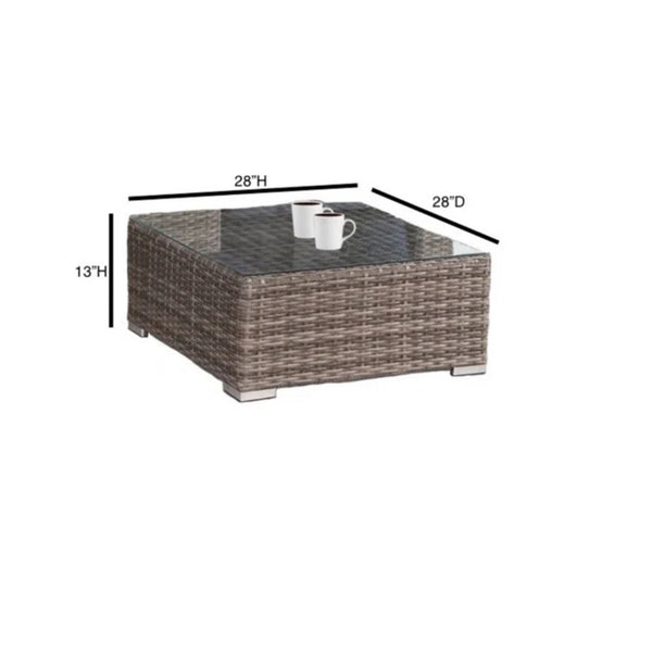 Wicker Seating Group Set With Table And Cushions