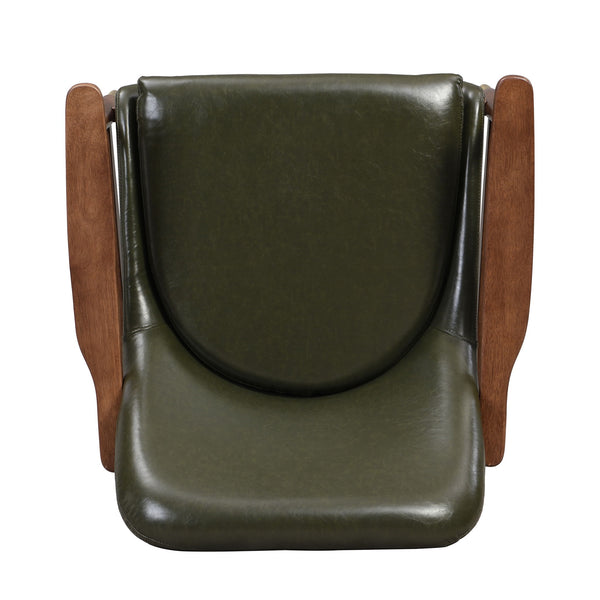 Mid - Century Accent Chair With Cushioned Seat, Brass Tipped Legs