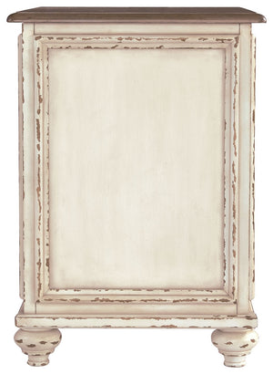 Realyn - Chair Side End Table - Insert Mirror - White / Brown