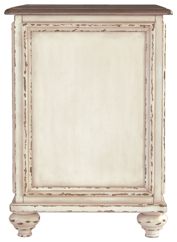 Realyn - Chair Side End Table - Insert Mirror - White / Brown