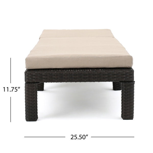 Puerta - Chaise Lounge Frame Cushion Outdoor Wicker Iron - Beige / Dark Brown