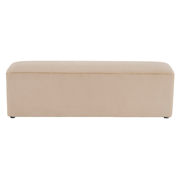 Long Plush Ottoman, Simple Footstool And Seat For Home Use - Almond