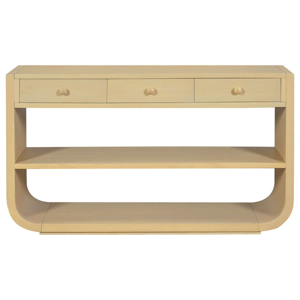 Console Table With 3 Soft Close Drawers & 2 Open Shelves - Natural