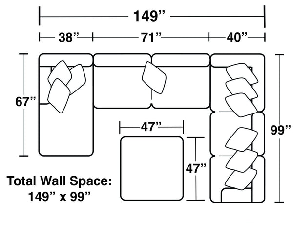 Crawford - Sectional With Cocktail Ottoman