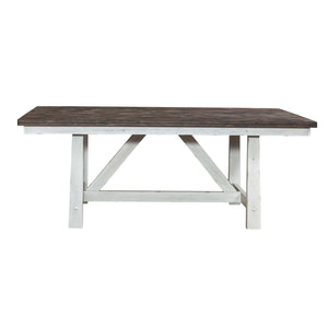 Farmhouse - Fixed Top Trestle Table - Two Tone White / Wood Tone