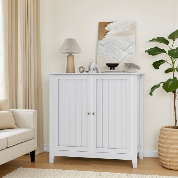 Double Door Storage Cabinet With Knobs - White