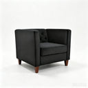 Button Tufted Accent Chair, Square Arms