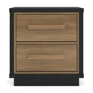 Kozmour - Two Drawer Night Stand - Black / Brown