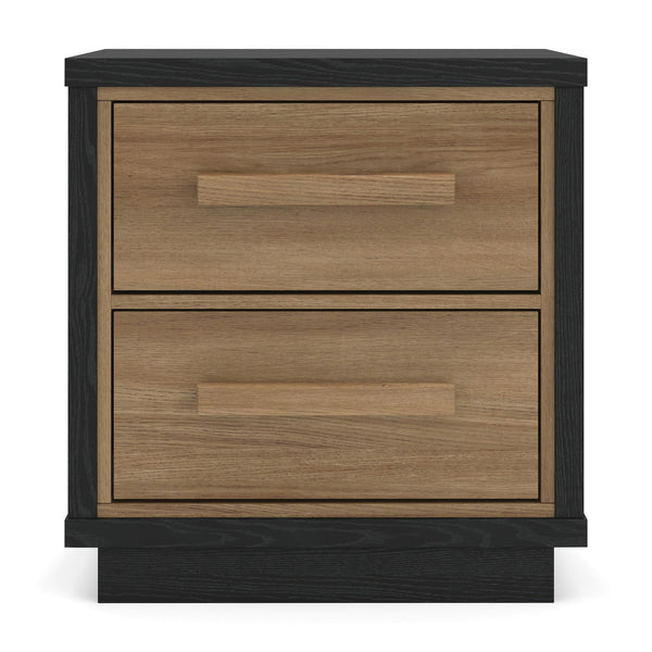 Kozmour - Two Drawer Night Stand - Black / Brown