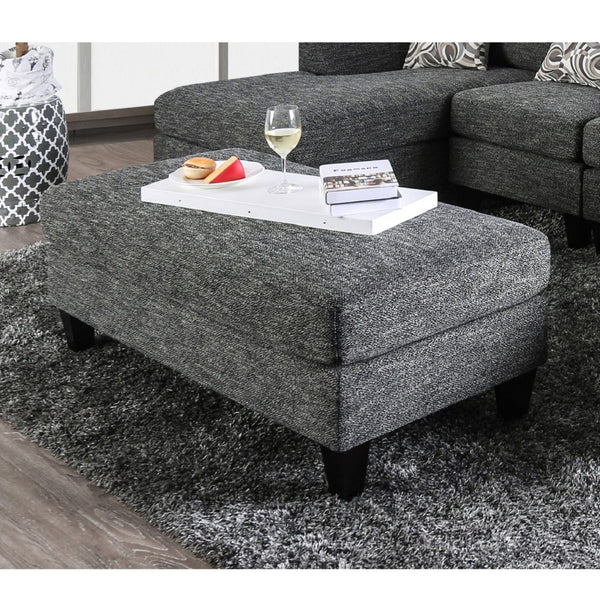 Ottoman With Plush Seat Living Room Furniture - Gray
