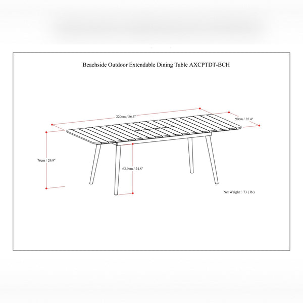 Beachside - Outdoor Extendable Dining Table - Light Teak