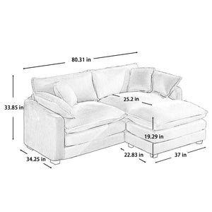 Oversized Modular Cushion Sofa With Ottoman, Low Back, Deep Seating Sofa Set