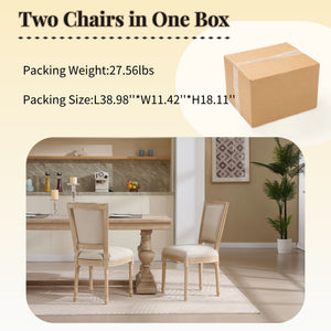 Dining Chairs Upholstered With T - Shaped Back (Set of 2) - Beige