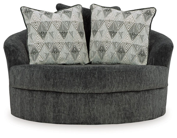 Biddeford - Oversized Swivel Accent Chair - Shadow