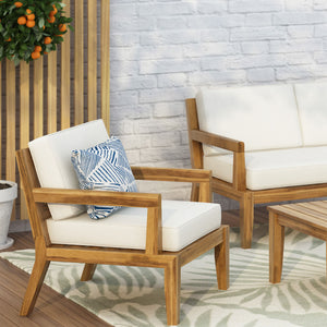 Outdoor Club Chair With Cushions - Beige