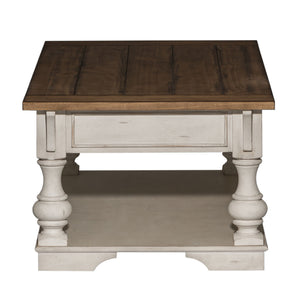 Morgan Creek - Cocktail Table - Antique White / Wirebrushed Tobacco Accents