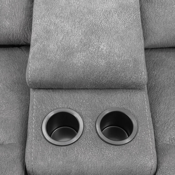Linus - Zero Gravity Power Reclining Console Loveseat - Hudson Gray