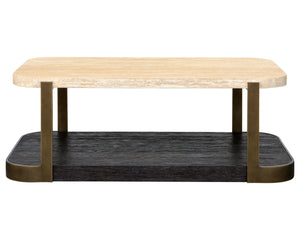 Avalon - Cocktail Table - Bronze Metal Frame With Travertine & Espresso