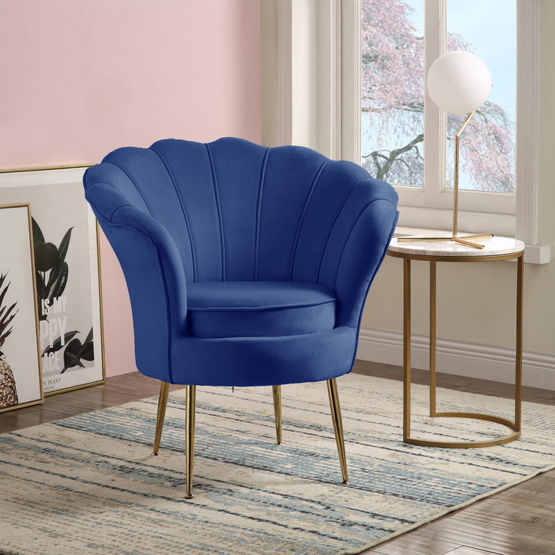 Angelina - Scalloped Back Barrel Accent Chair With Metal Legs
