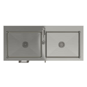 Hennessy - Laundry Utility Sink And Cabinet With Dual Sink And Pull Out Faucet - White