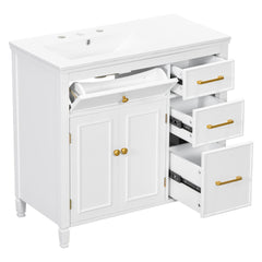 Bathroom Vanity With Sink Top, 3 Soft Closing Drawers