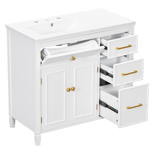 Bathroom Vanity With Sink Top, 3 Soft Closing Drawers