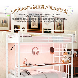 Bunk Bed With Built In Desk And LED Lighting